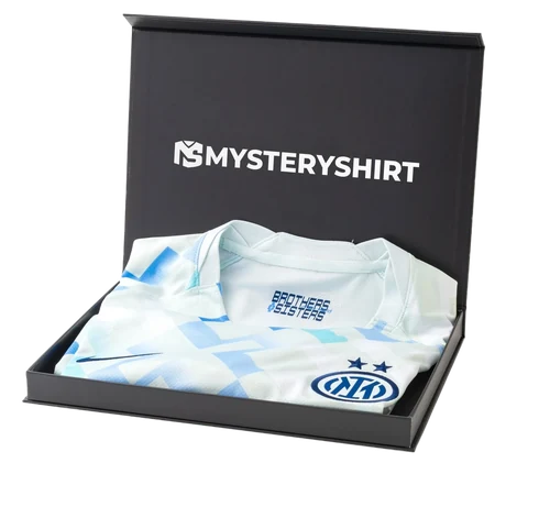 Europe Mysteryshirt Box, open, with an Inter shirt inside