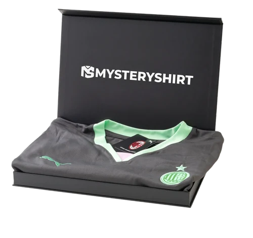 Premium Mysteryshirt Box, open, with an AC Milan shirt inside